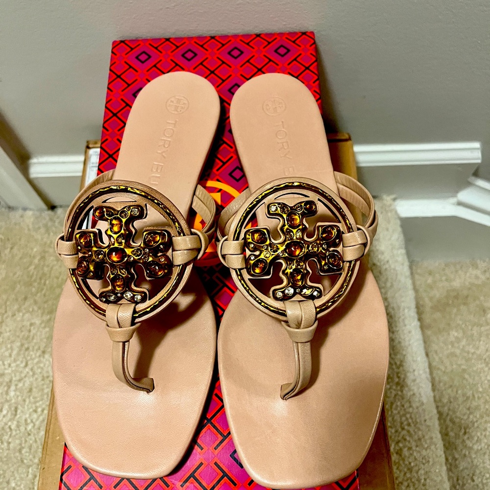 NEW Tory Burch Jeweled Miller Sandals Sz 8